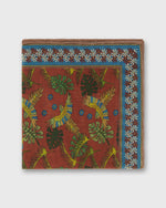 Load image into Gallery viewer, Hand-Rolled Cotton Pocket Square in Orange/Pink Tropical Bird
