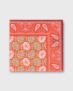 Load image into Gallery viewer, Hand-Rolled Silk/Cotton Pocket Square in Red/Pink Floral Bandana
