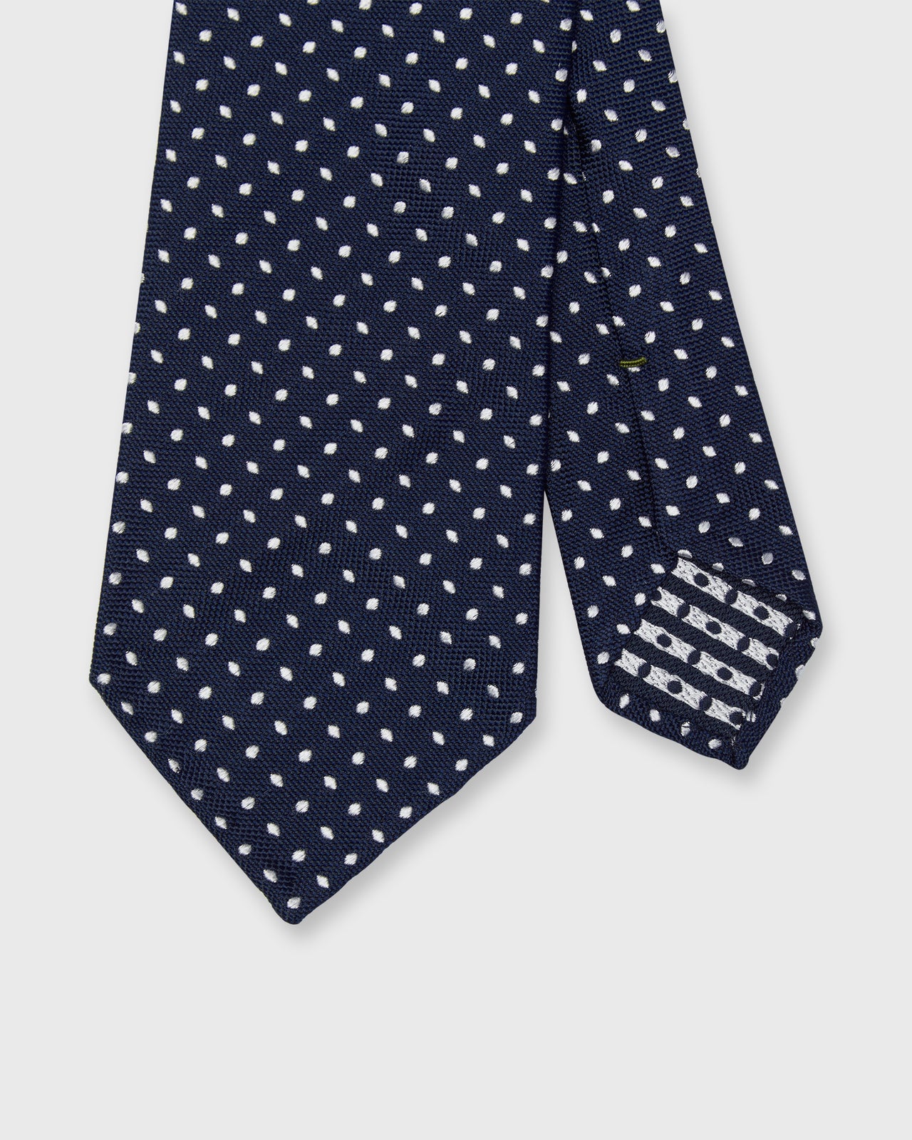 Silk Woven Tie in Navy/Fog Pin Dot