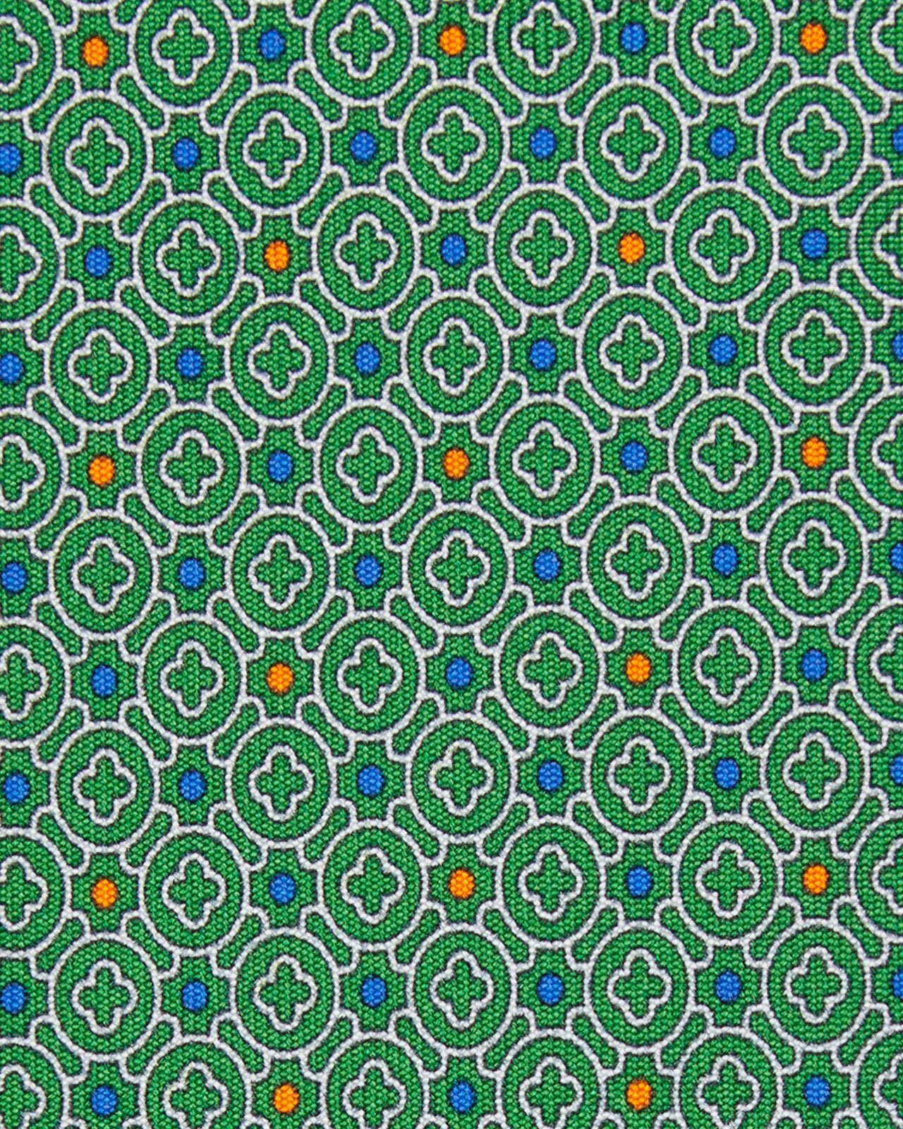 Silk Print Tie in Green Quatrefoil Tile