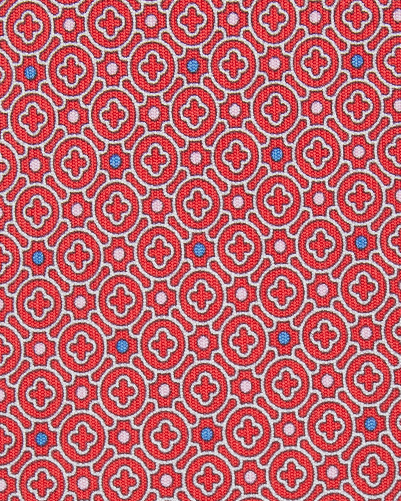 Silk Print Tie in Red Quatrefoil Tile