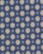 Load image into Gallery viewer, Silk/Linen Print Tie in Air Force/Goldenrod Medallion
