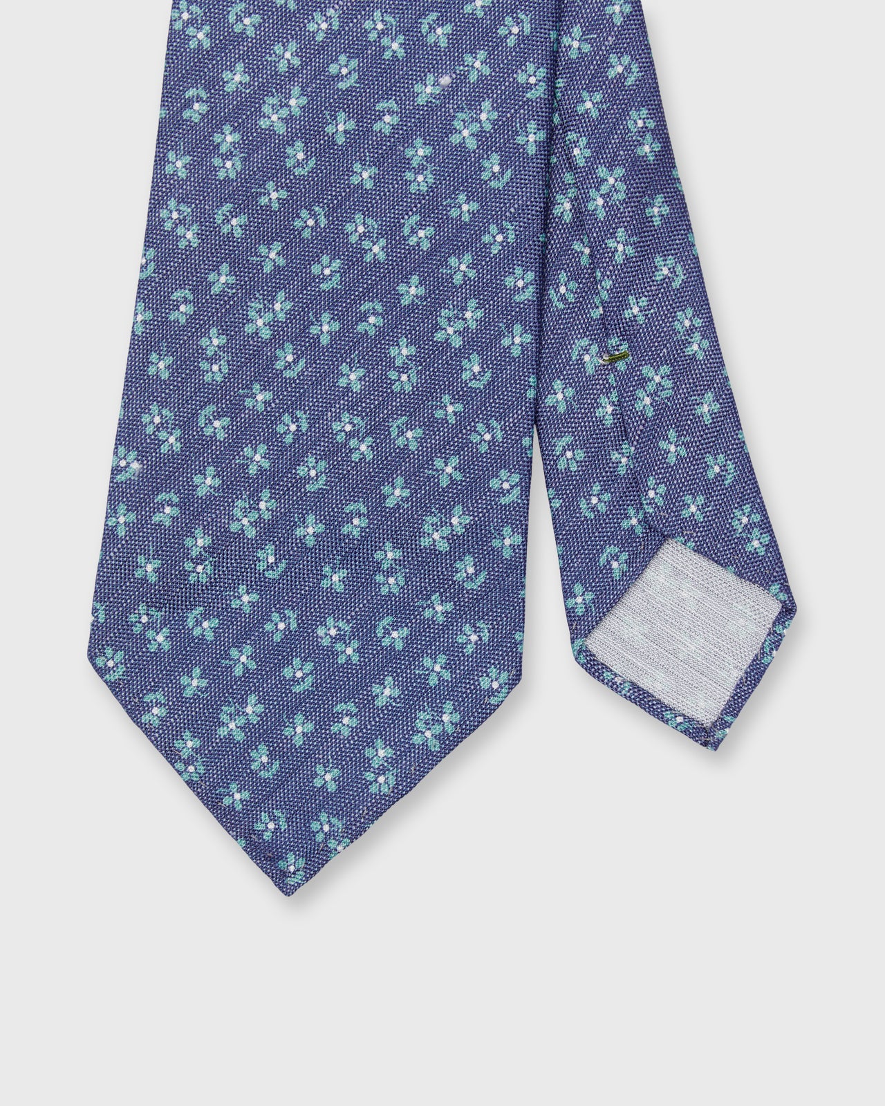 Silk/Linen Print Tie in Air Force/Aegean Flower