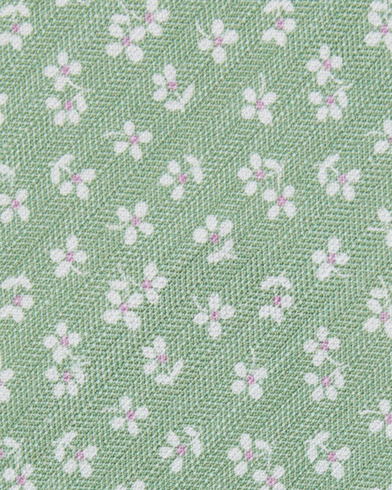 Silk/Linen Print Tie in Clover/Chalk Flower