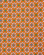 Load image into Gallery viewer, Silk Print Tie in Orange/Green Rosette Tile
