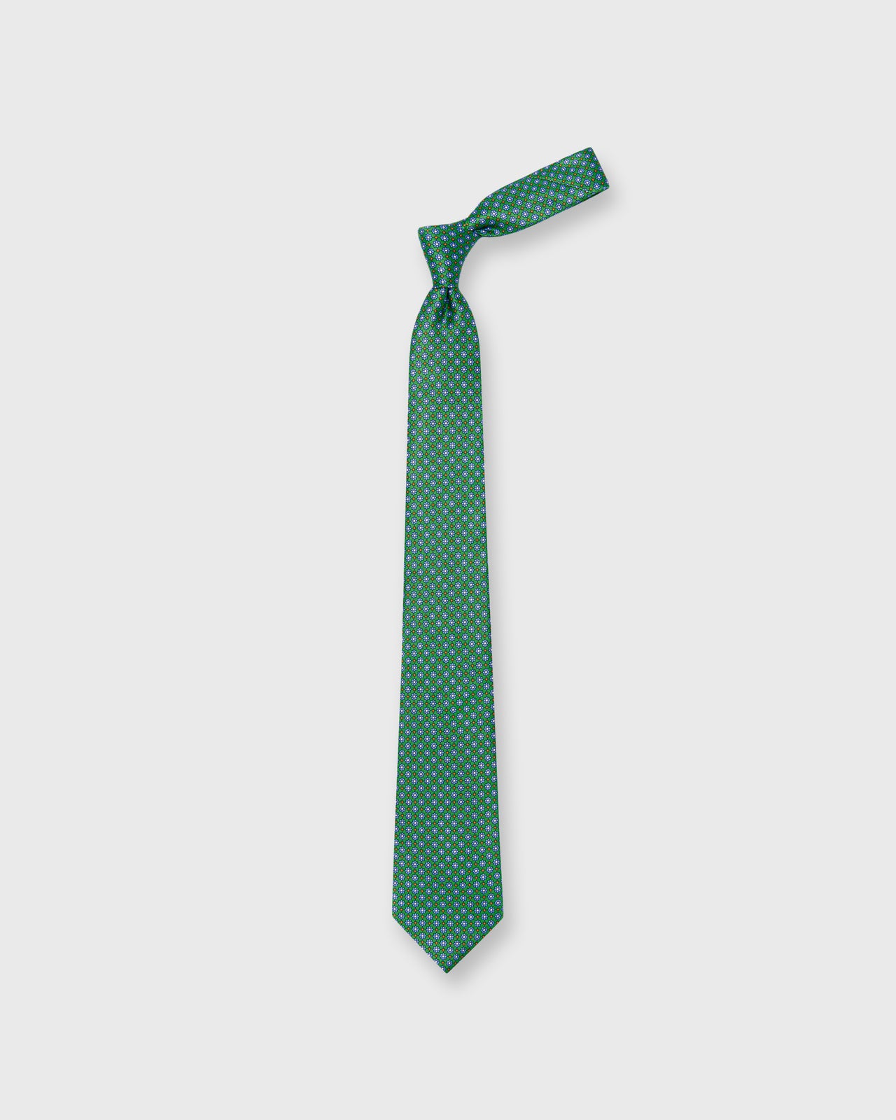 Silk Print Tie in Green/Aegean Flower