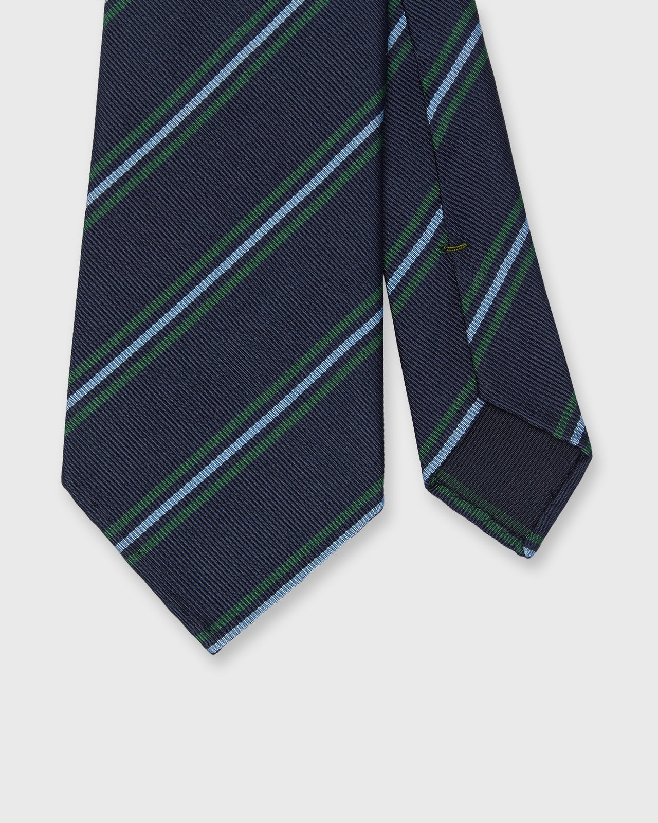 Silk Woven Tie in Navy/Lovat/Sky Stripe