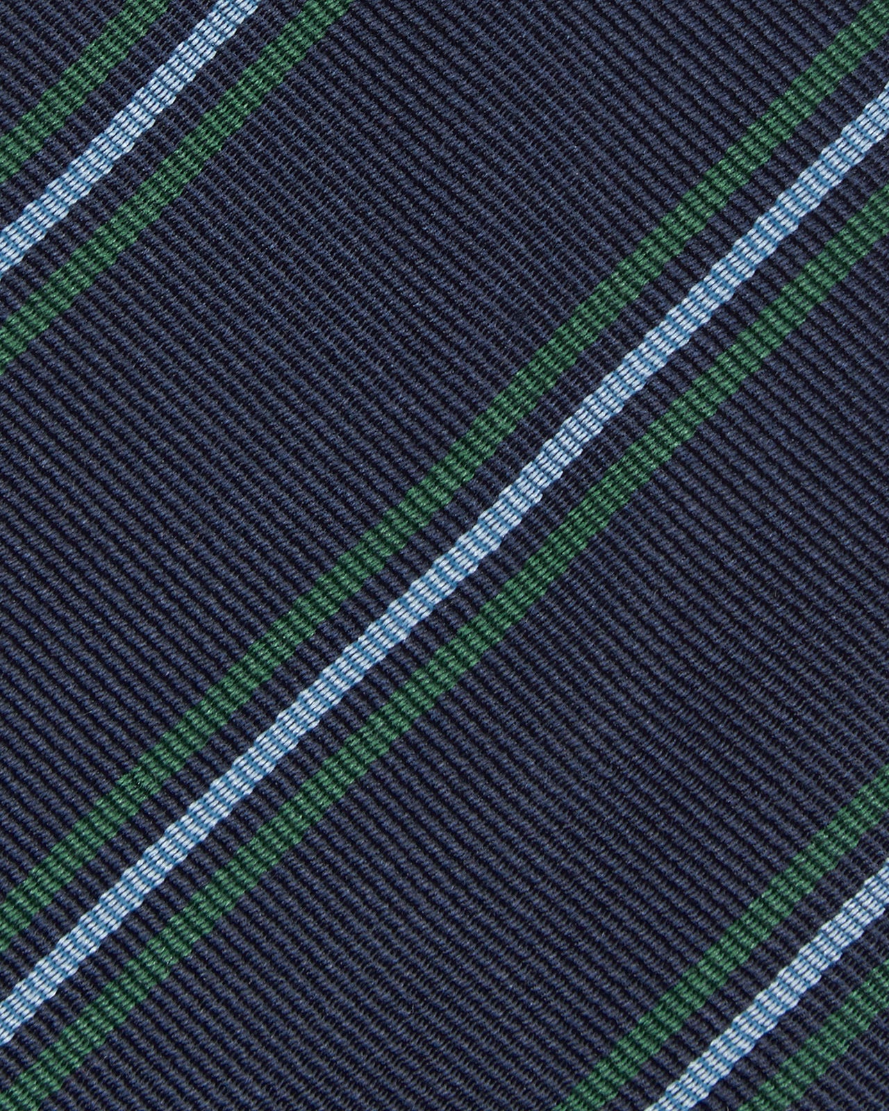 Silk Woven Tie in Navy/Lovat/Sky Stripe