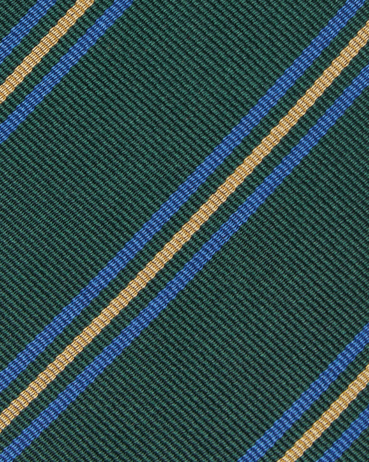 Silk Woven Tie in Lovat/Ocean/Gold Stripe