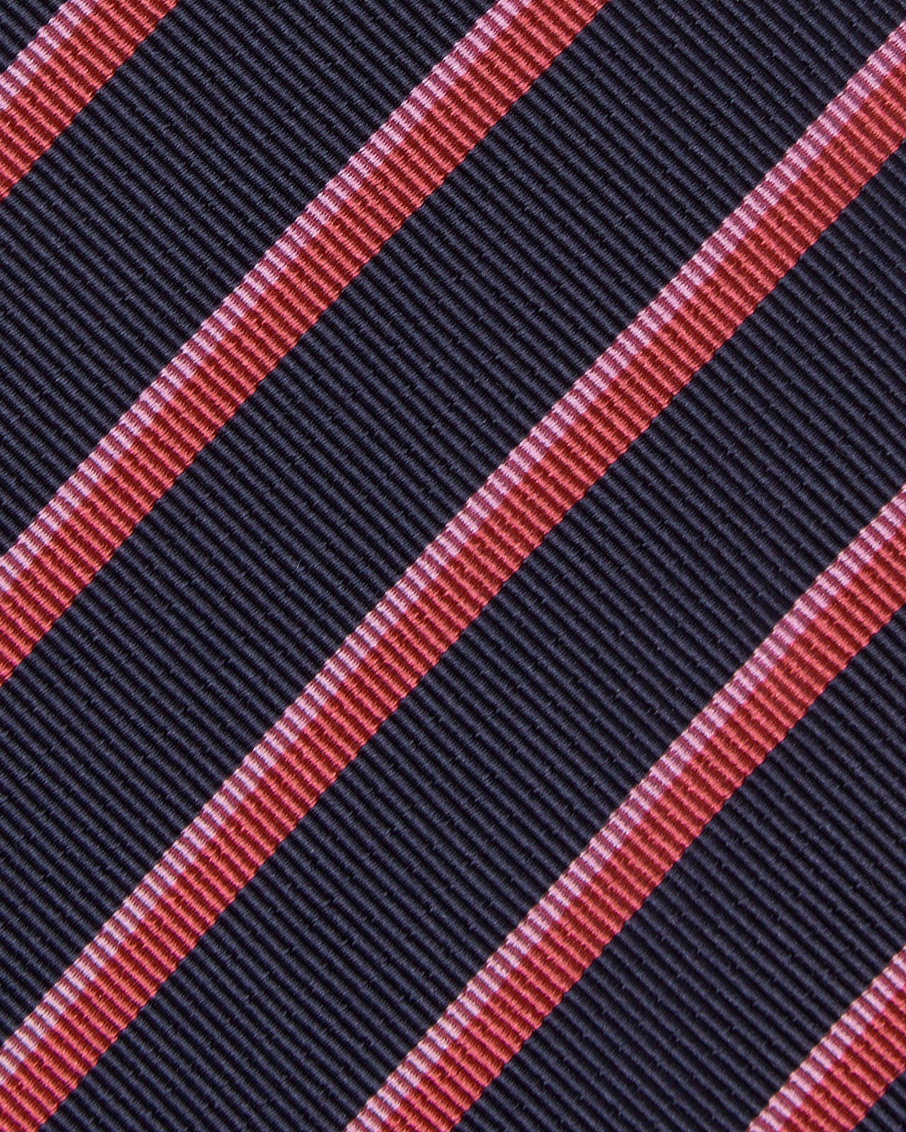 Silk Woven Tie in Navy/Pink/Light Pink Stripe