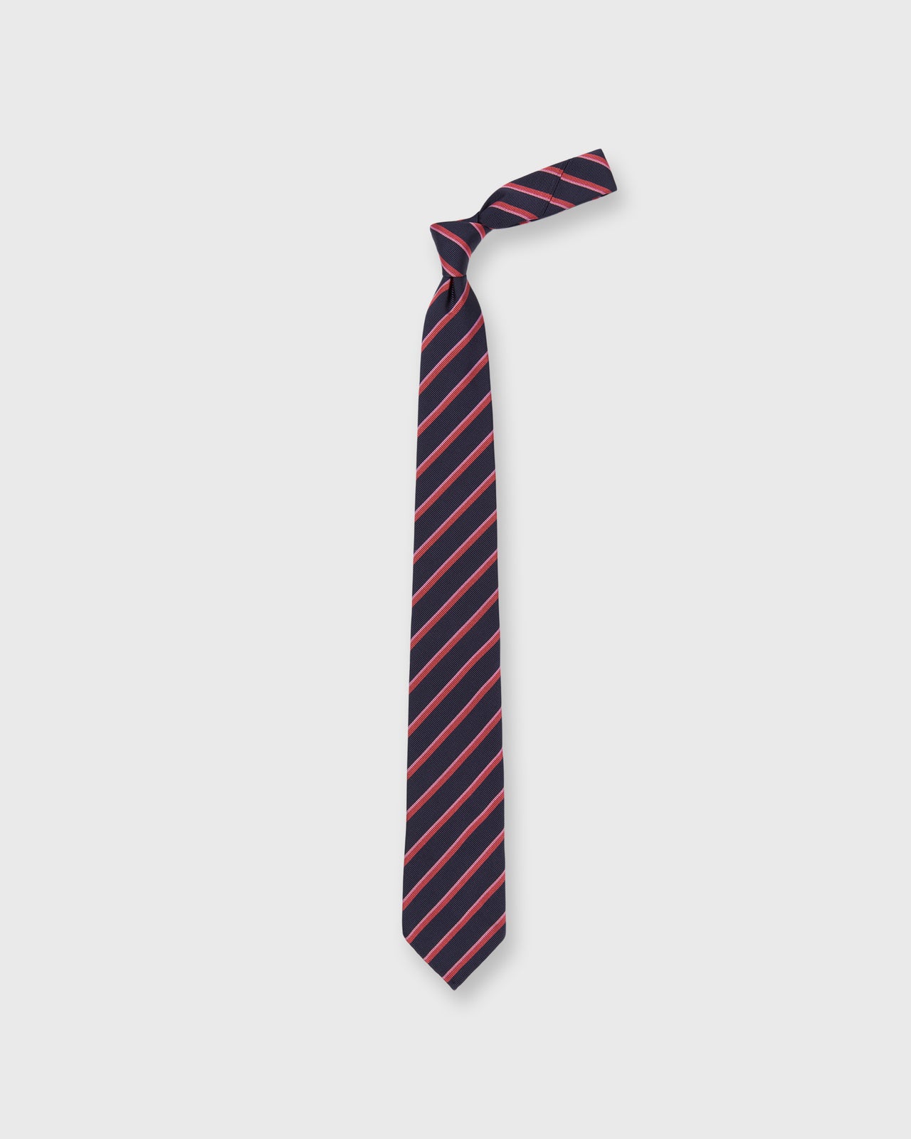 Silk Woven Tie in Navy/Pink/Light Pink Stripe
