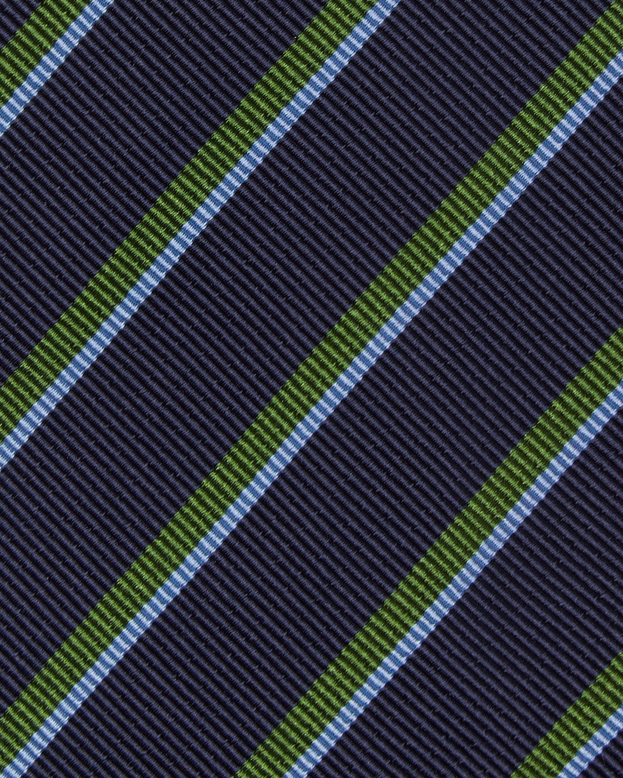 Silk Woven Tie in Navy/Green/Sky Stripe