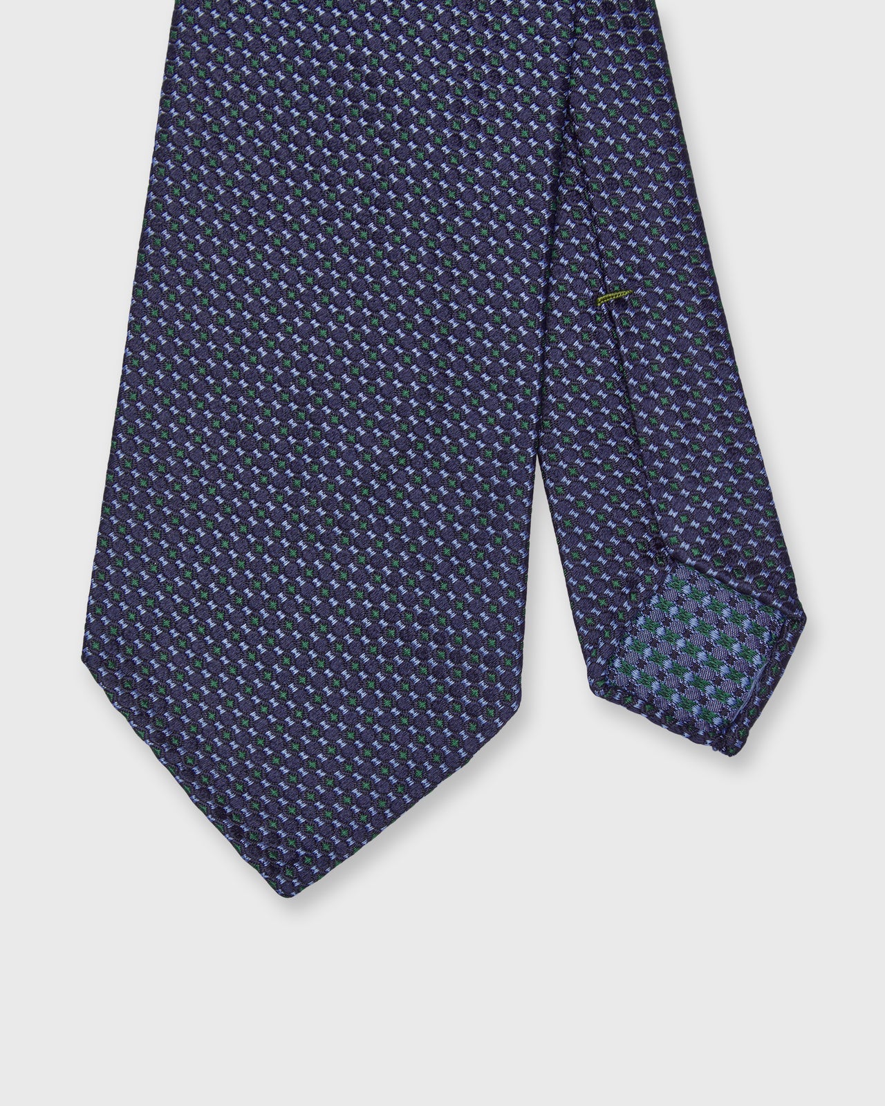 Silk Jacquard Tie in Navy/Sky/Green