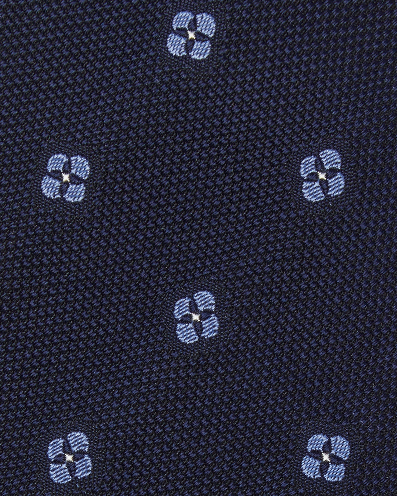 Silk/Cotton Mogador Tie in Navy/French Blue Clover Dot