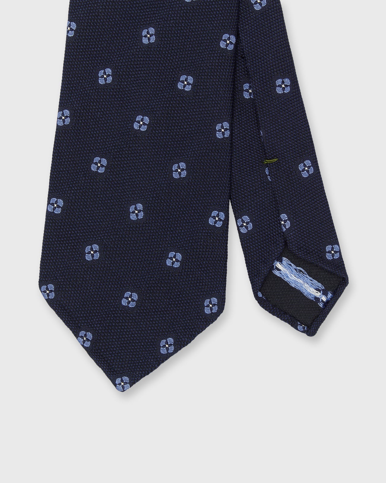 Silk/Cotton Mogador Tie in Navy/French Blue Clover Dot
