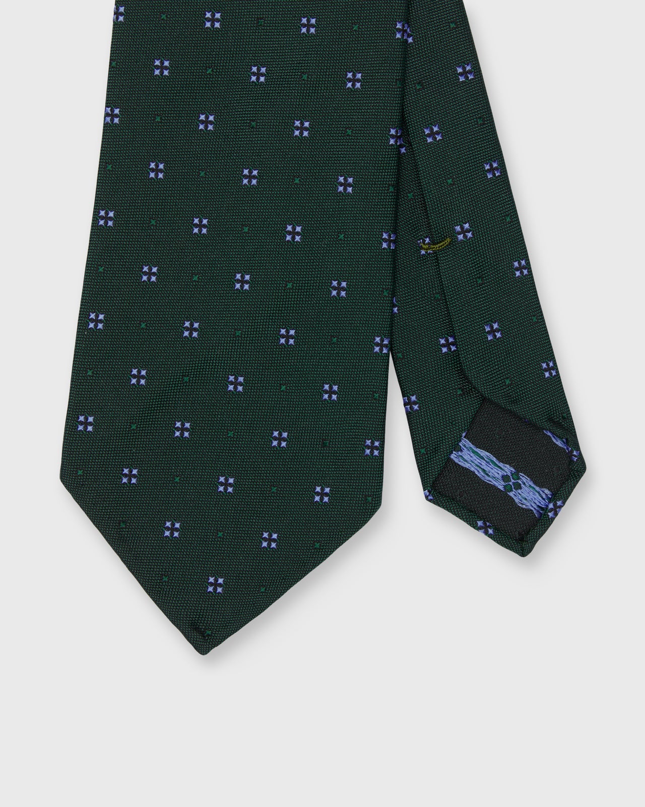 Silk Jacquard Tie in Green/French Blue Mini Medallion