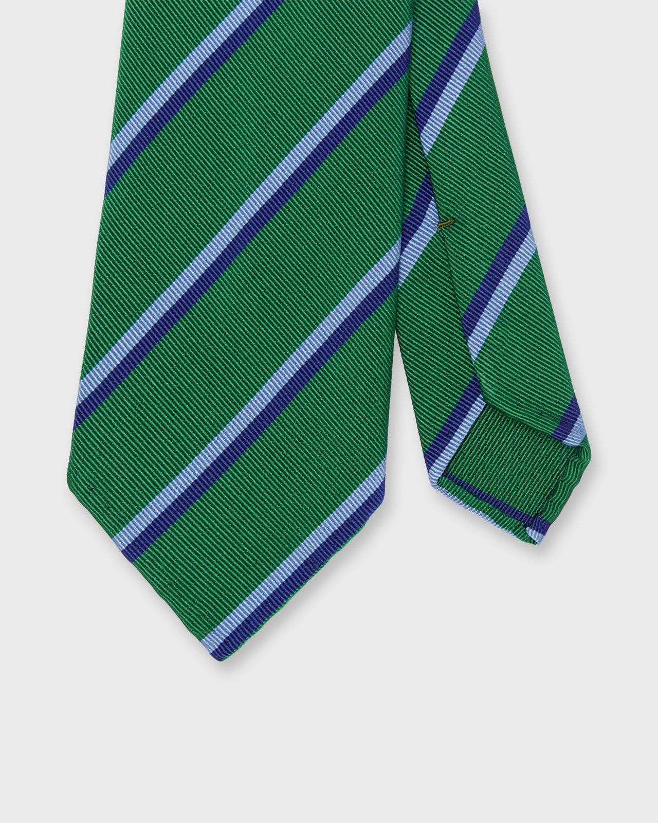 Silk/Cotton Mogador Tie in Green/Sky/Blue Stripe