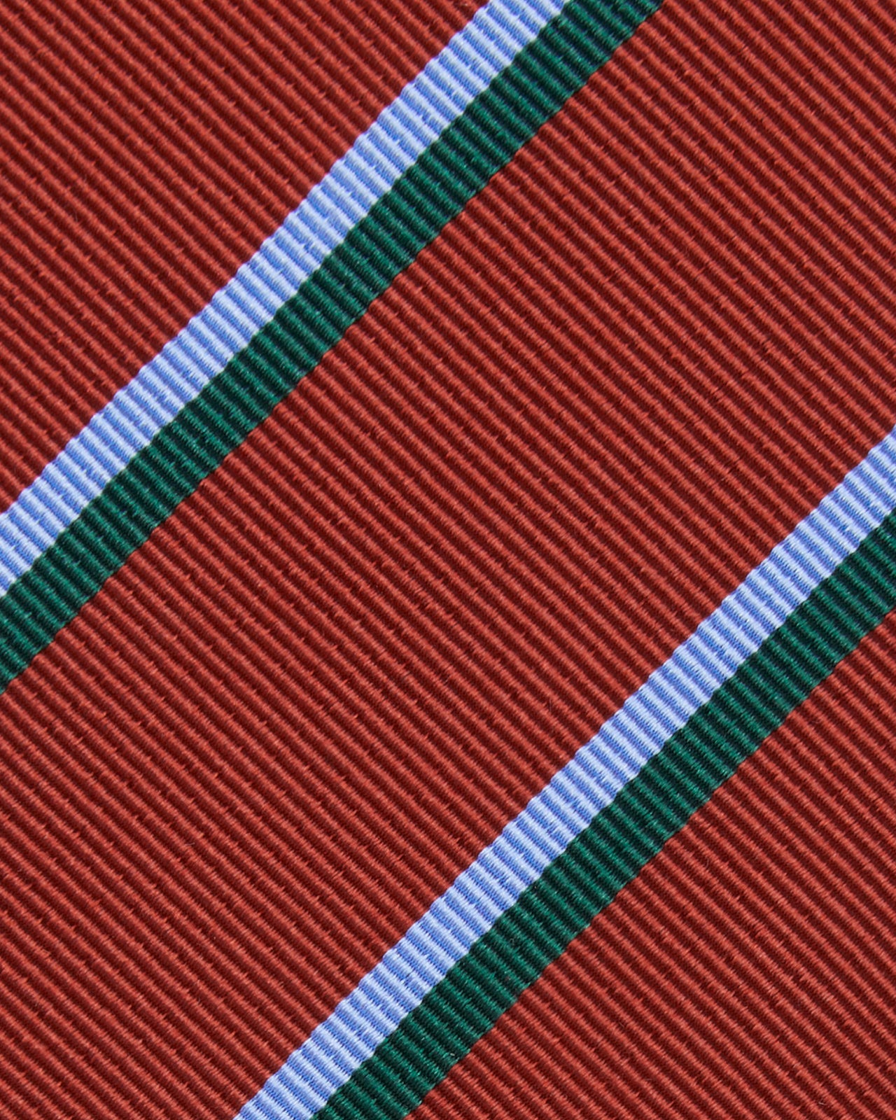 Silk/Cotton Mogador Tie in Red/Sky/Forest Stripe