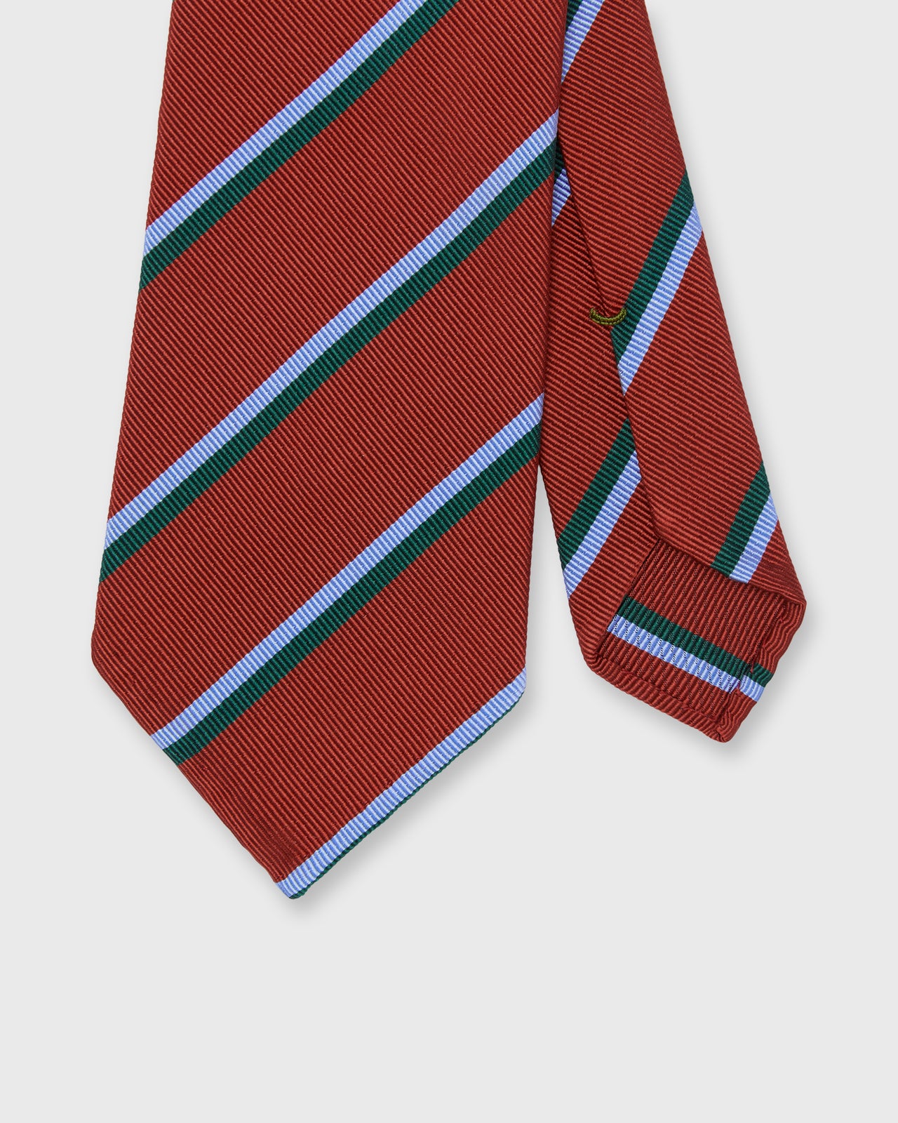 Silk/Cotton Mogador Tie in Red/Sky/Forest Stripe