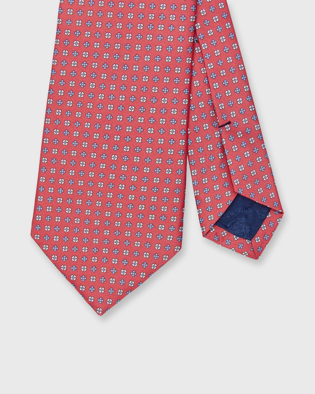 Silk Print Tie in Papaya/Sky Floral Foulard