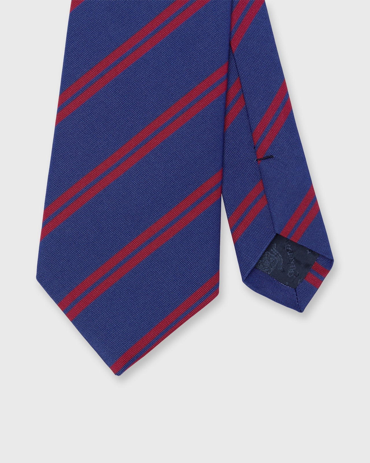 Irish Poplin Tie in Ocean/Red Stripe