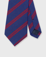 Load image into Gallery viewer, Irish Poplin Tie in Ocean/Red Stripe
