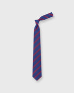 Load image into Gallery viewer, Irish Poplin Tie in Ocean/Red Stripe
