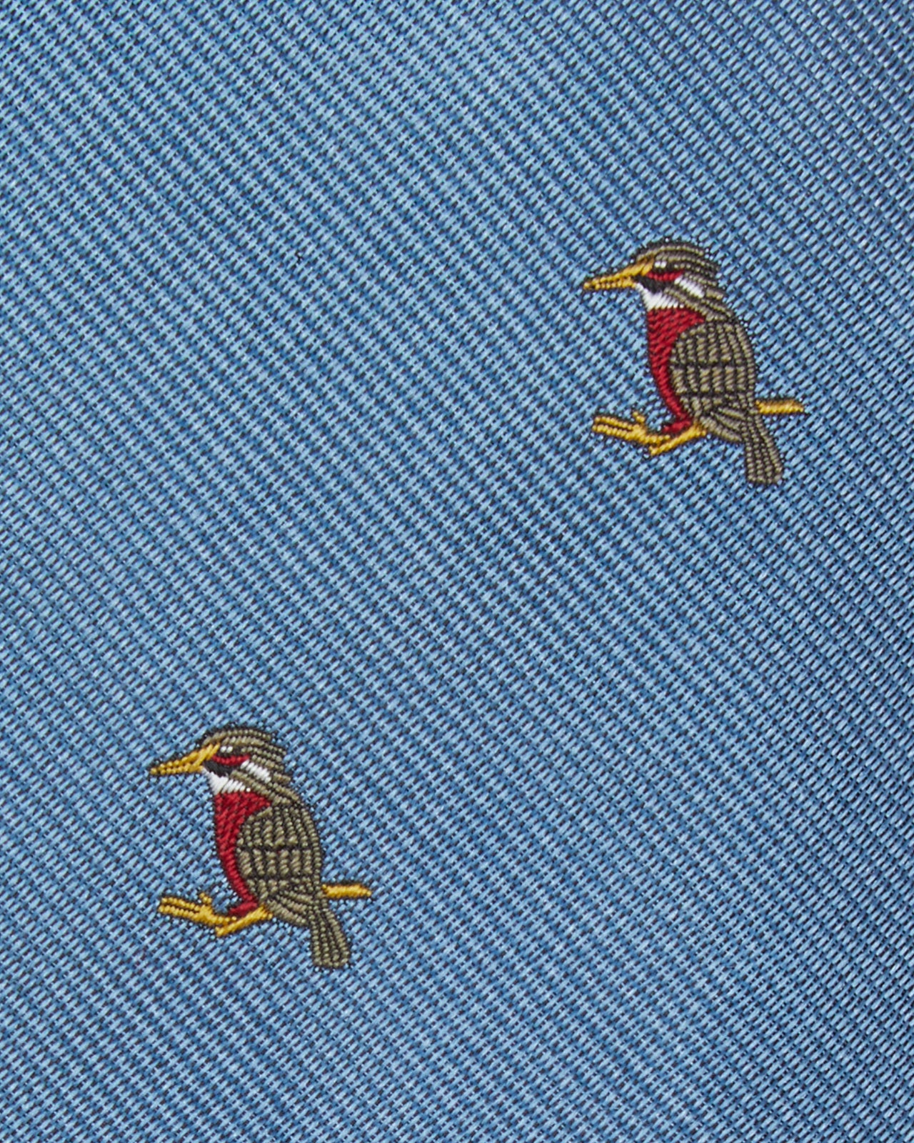 Silk Club Tie in Sky/Smoke/Red Kingfisher