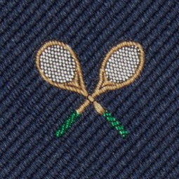 Silk Club Tie in Navy/Bone Racket