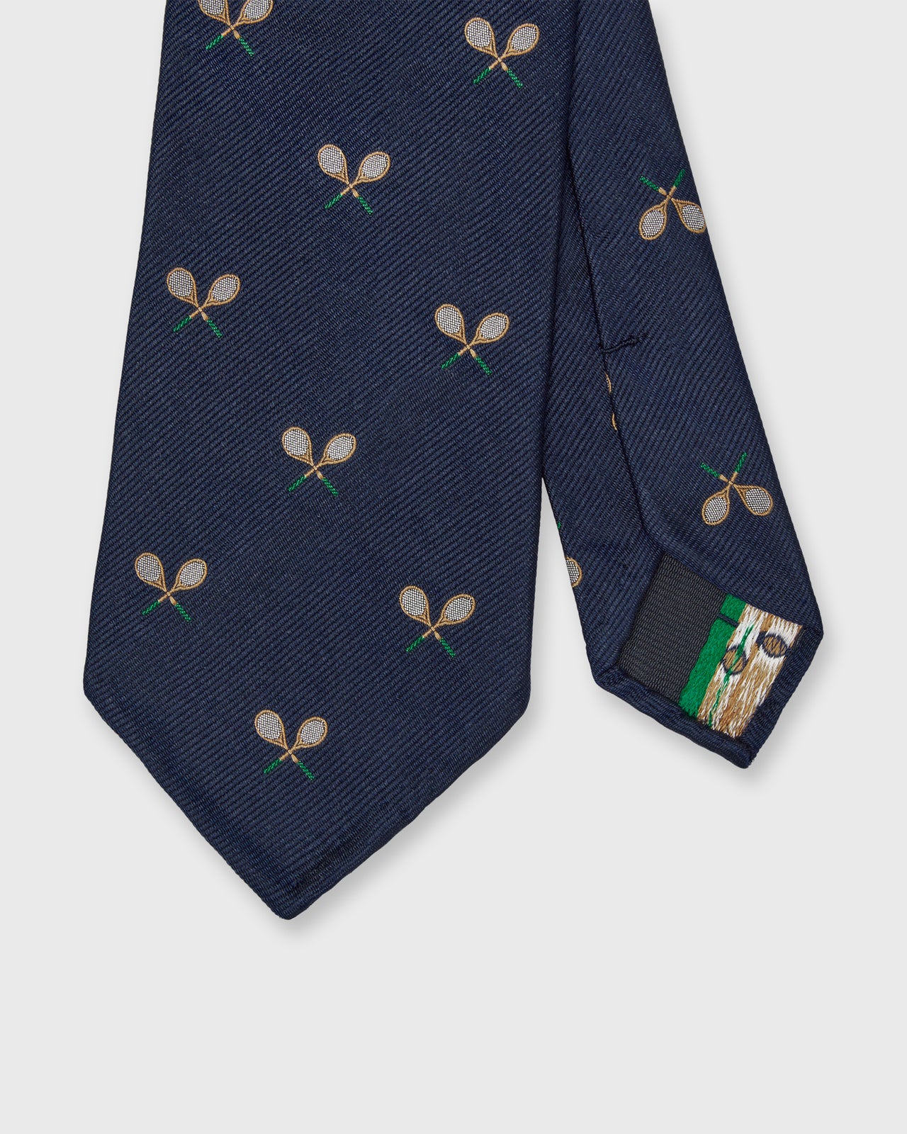 Silk Club Tie in Navy/Bone Racket