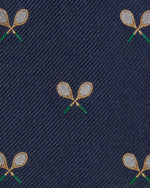 Load image into Gallery viewer, Silk Club Tie in Navy/Bone Racket
