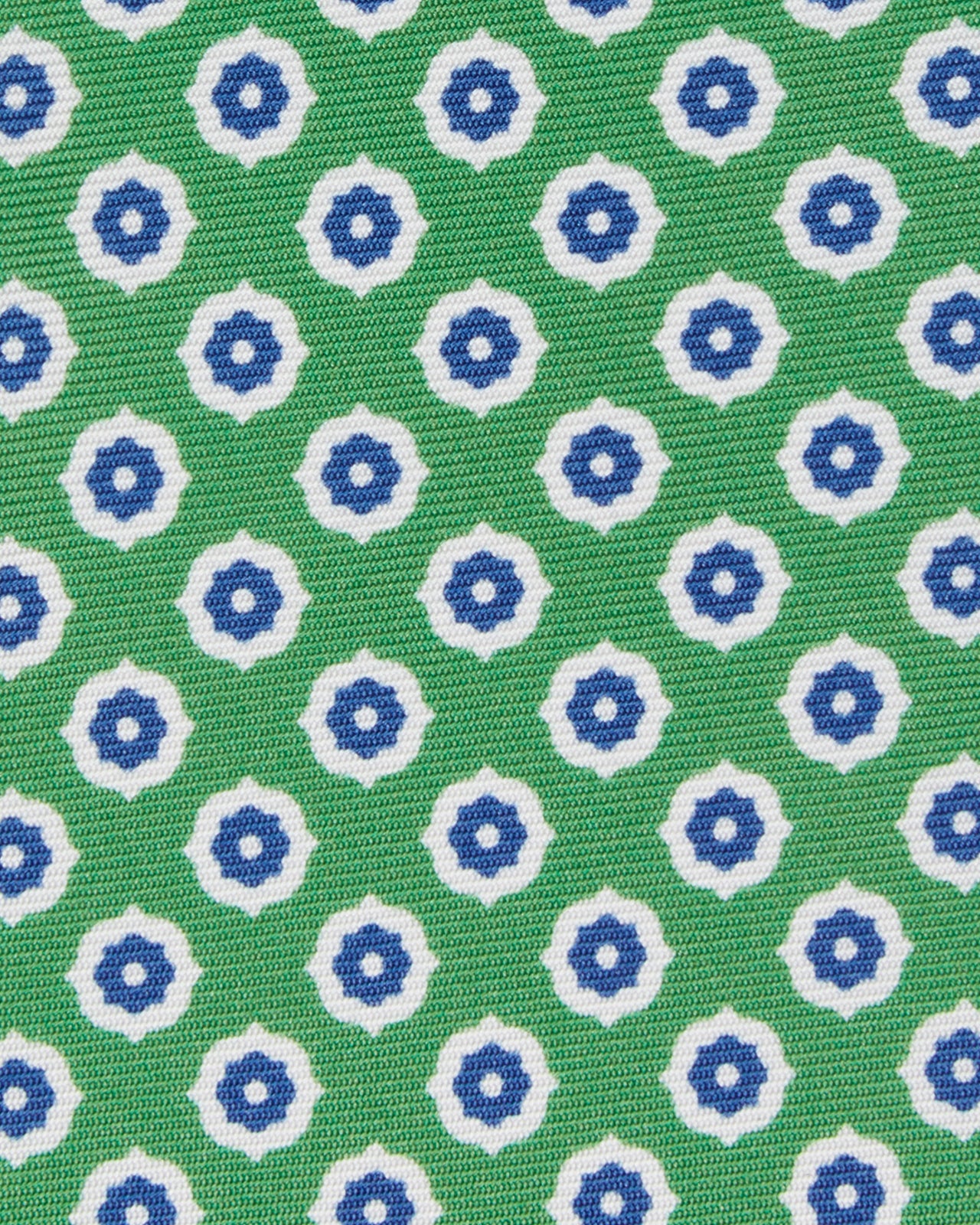 Silk Print Tie in Green/Chalk/Navy Foulard