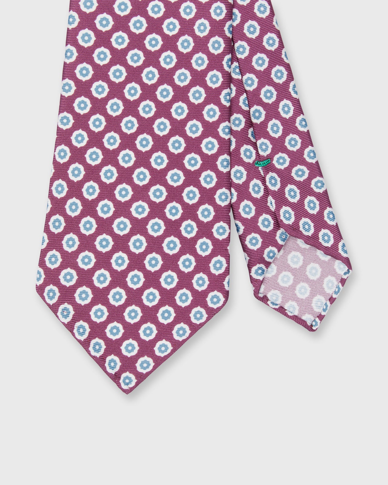 Silk Print Tie in Eggplant/Dutch/Chalk Foulard