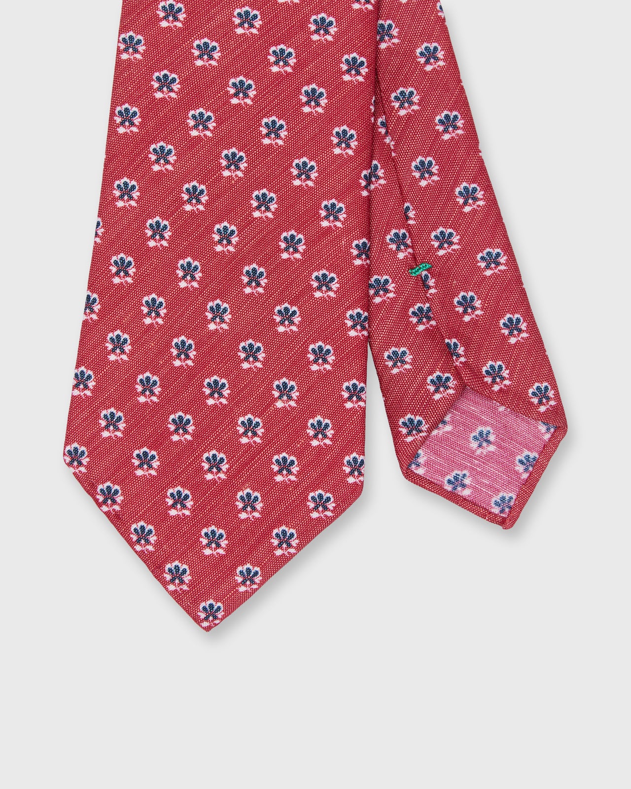 Silk/Linen Print Tie in Red/Midnight/Chalk Flower