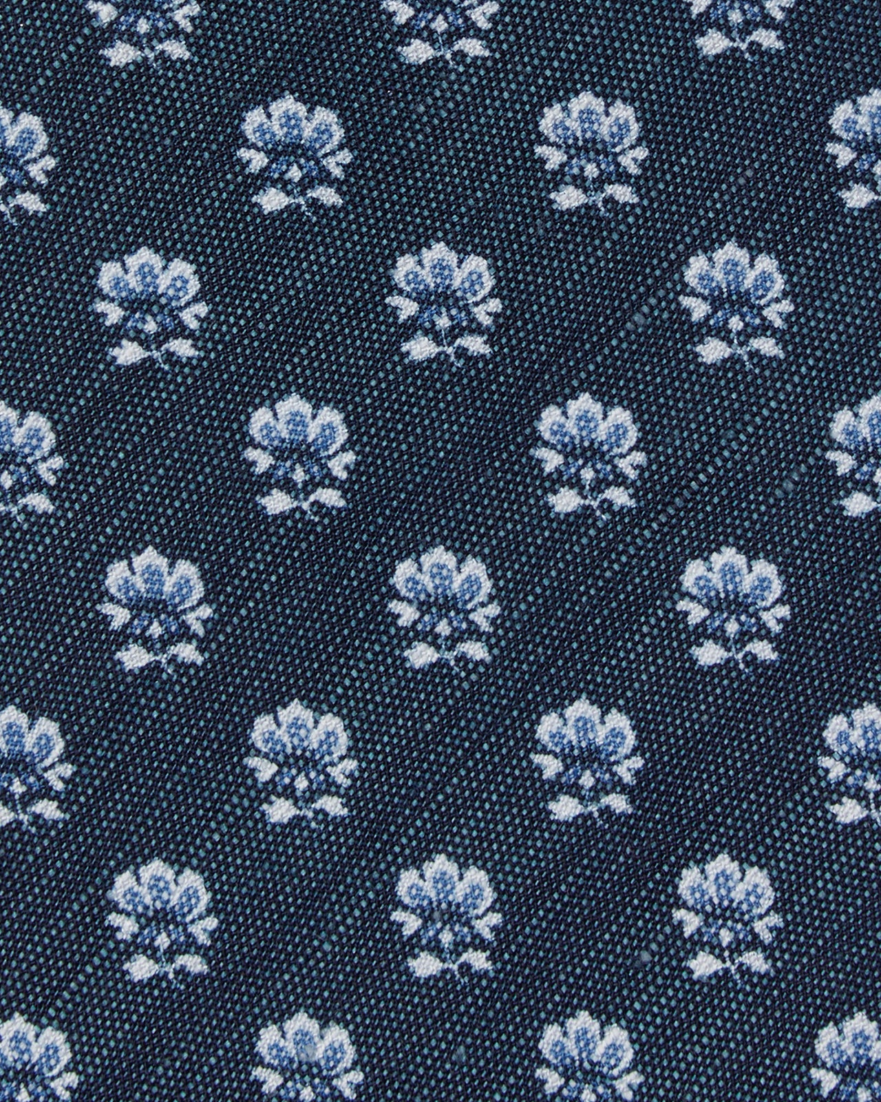 Silk/Linen Print Tie in Navy/Sky/Chalk Flower