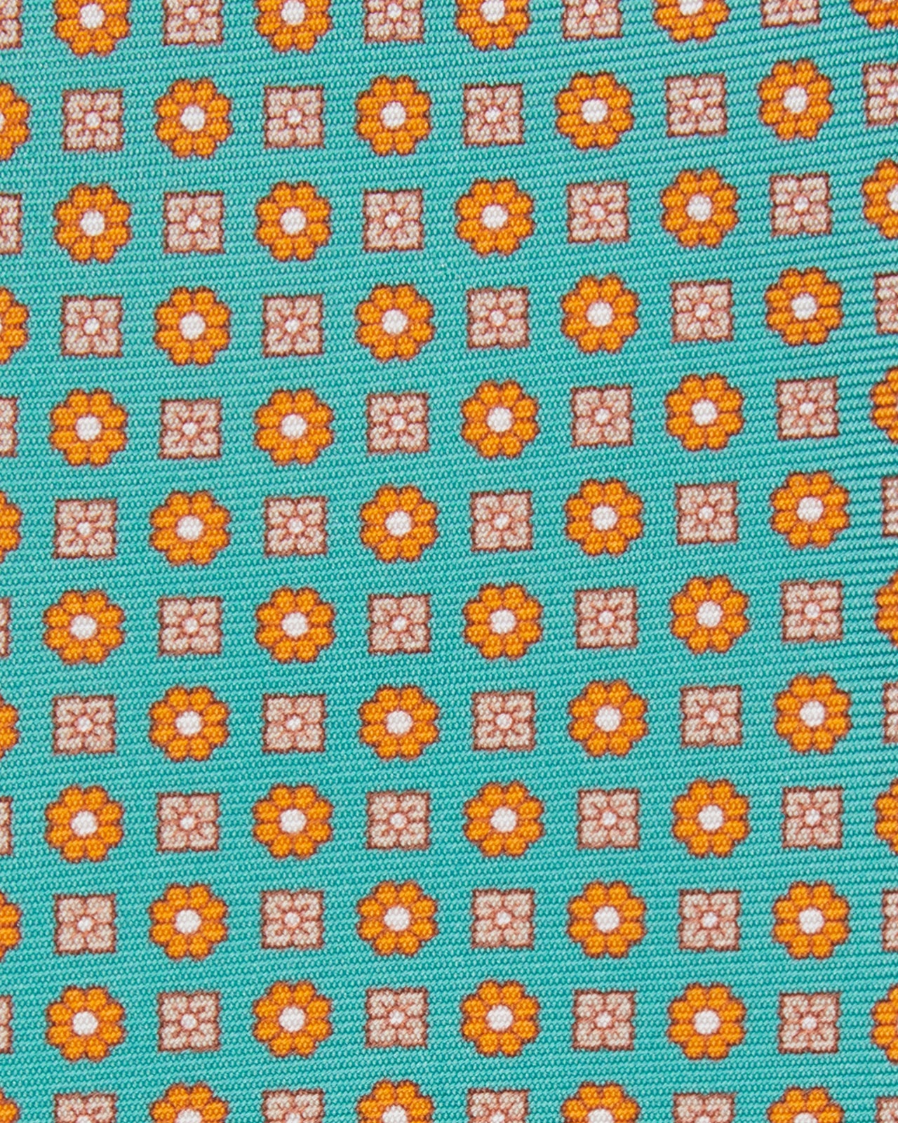 Silk Print Tie in Lovat/Orange Foulard