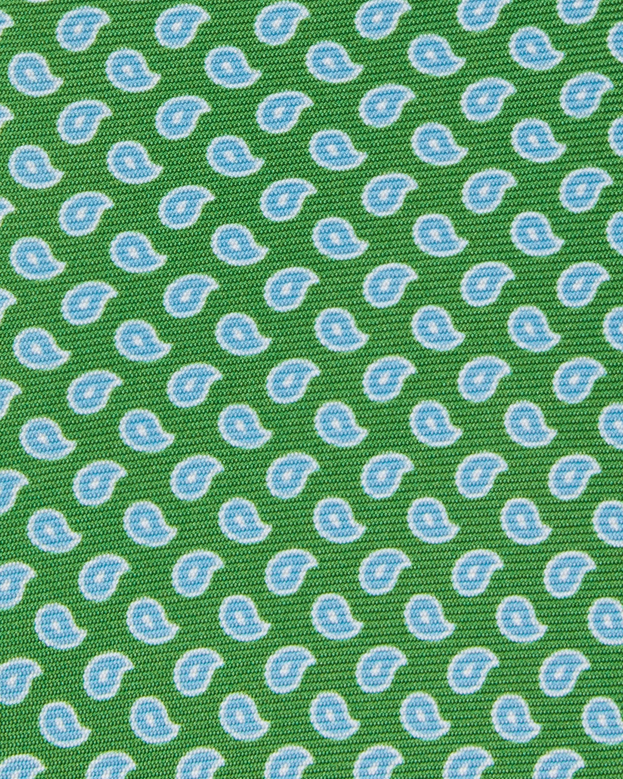 Silk Print Tie in Green/Sky Paisley