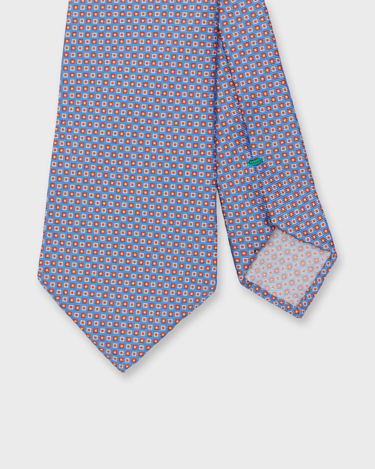 Silk Print Tie in Blue/Red Diamond Tile Print