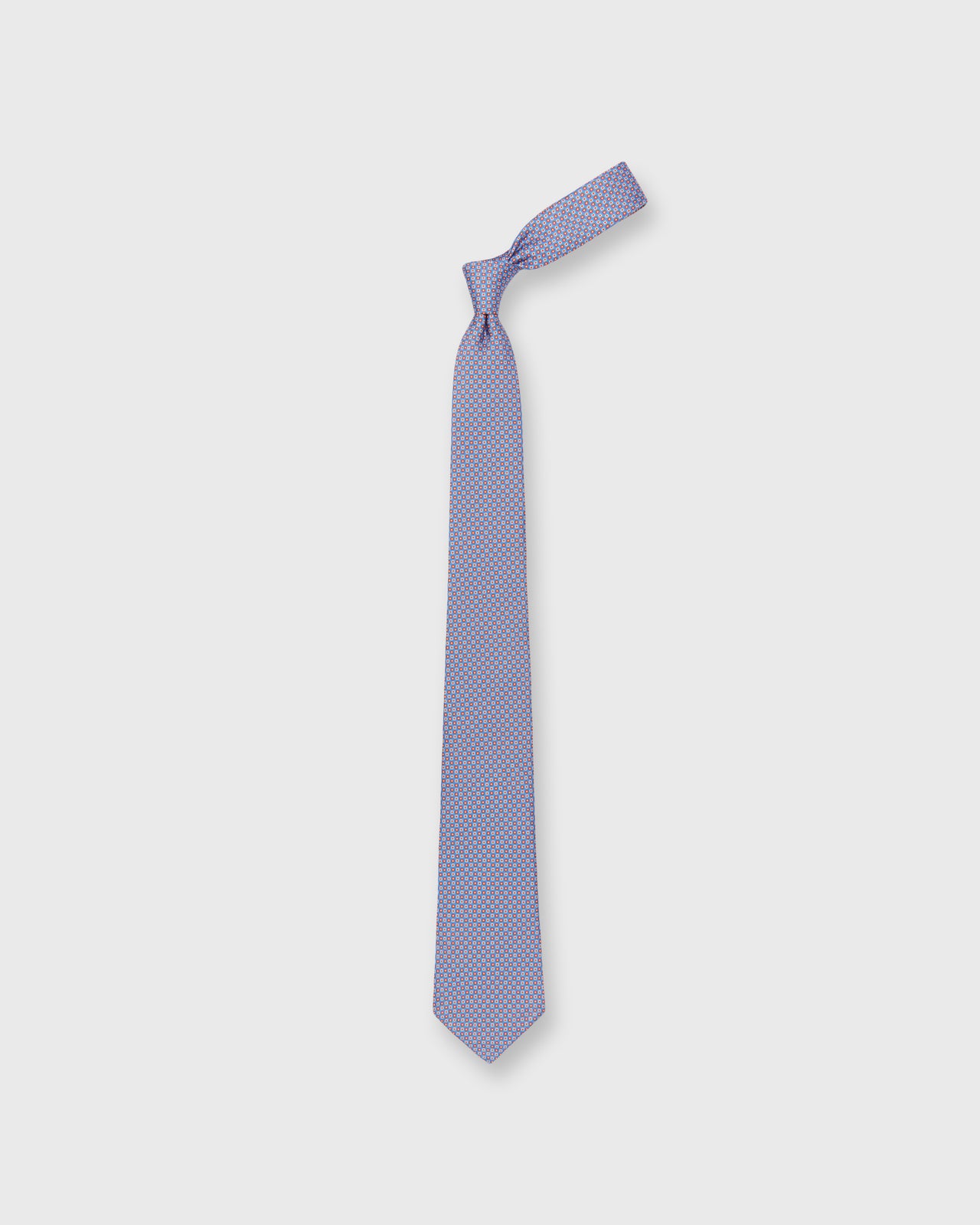 Silk Print Tie in Blue/Red Diamond Tile Print