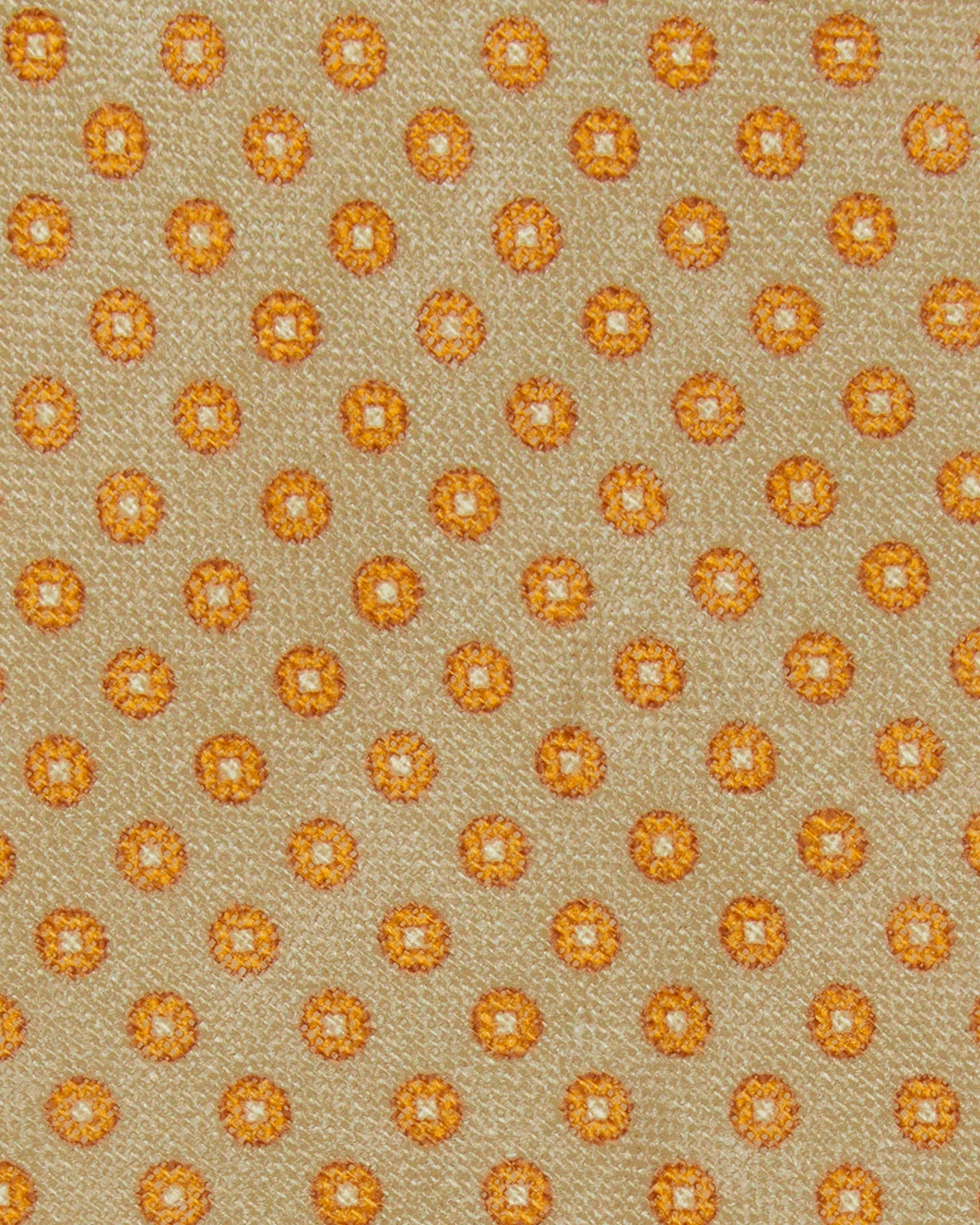 Linen Print Tie in Khaki/Orange Circle