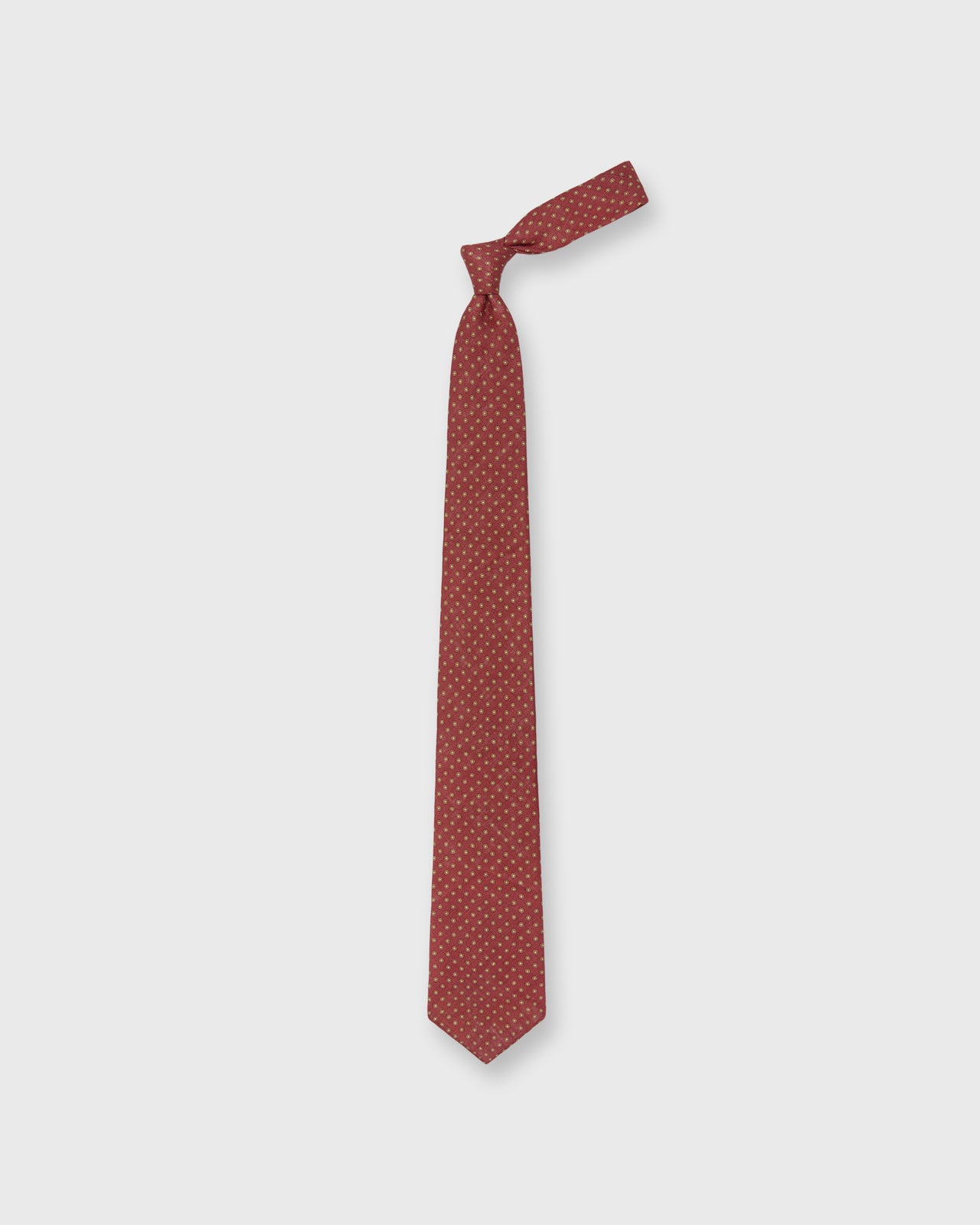 Linen Print Tie in Red/Brown Circle