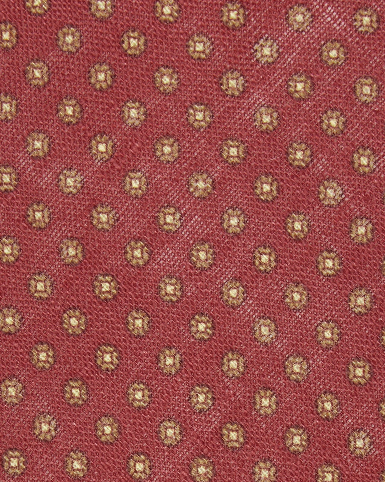 Linen Print Tie in Red/Brown Circle