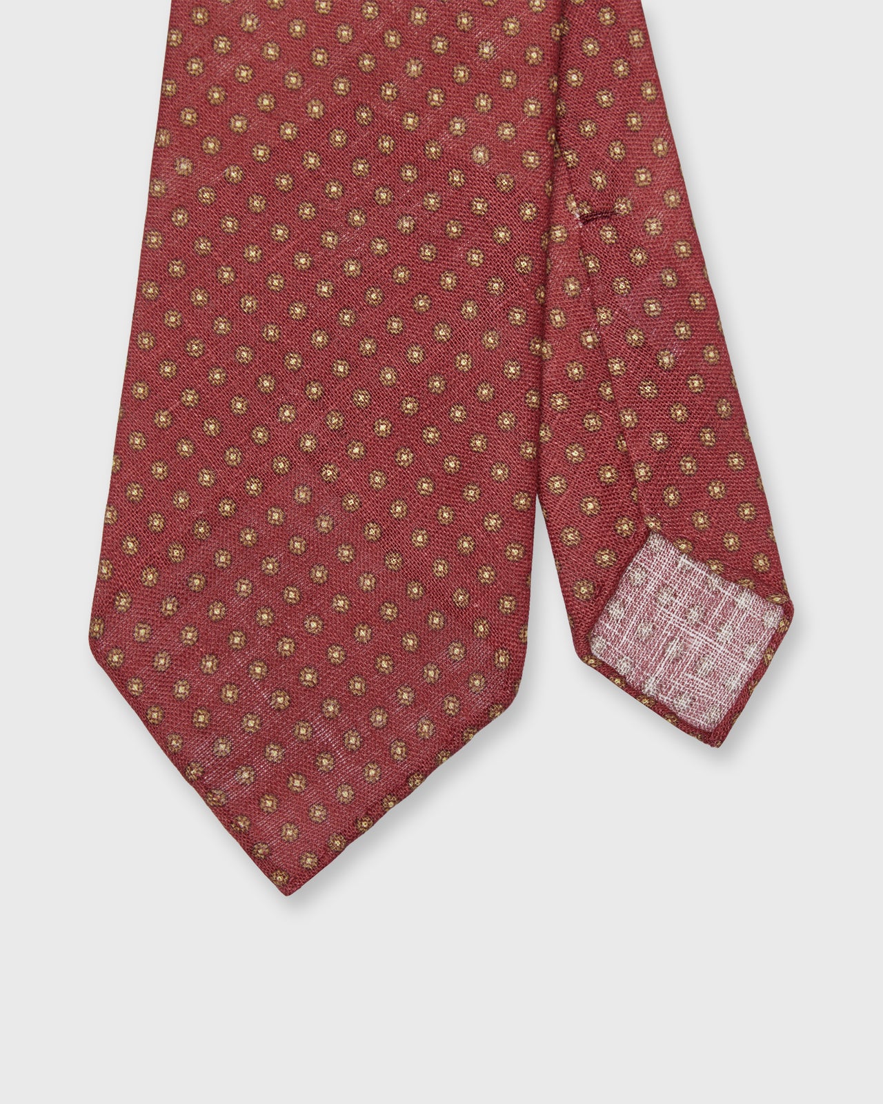 Linen Print Tie in Red/Brown Circle