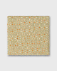 Linen Pocket Square in Pebble/Straw/Orange Foulard