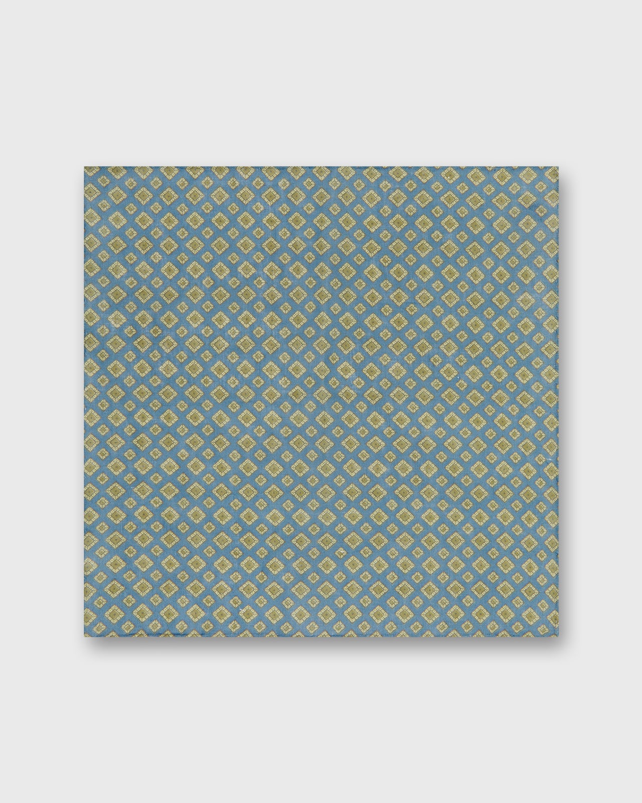 Linen Pocket Square in Blue/Stone Medallion
