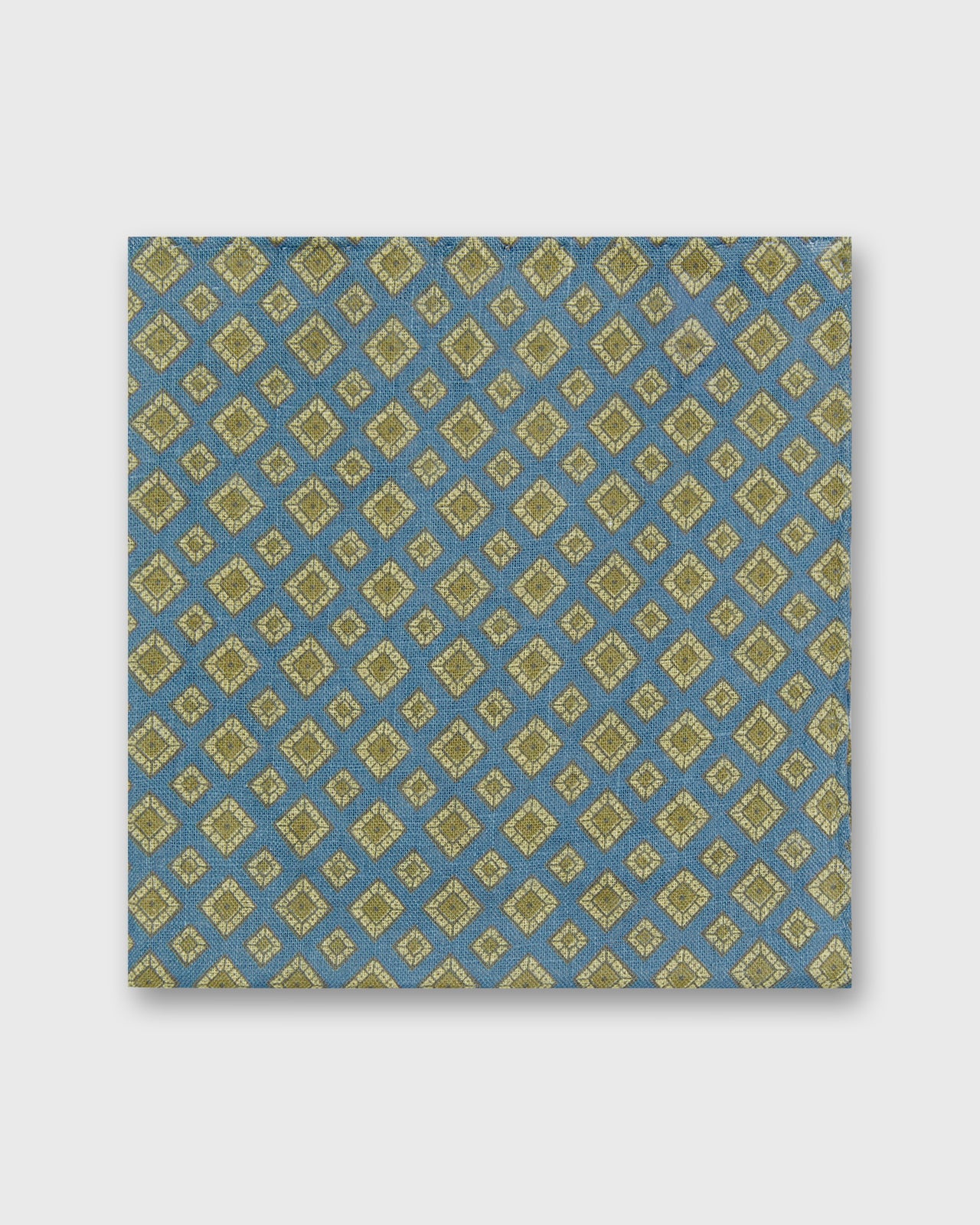 Linen Pocket Square in Blue/Stone Medallion