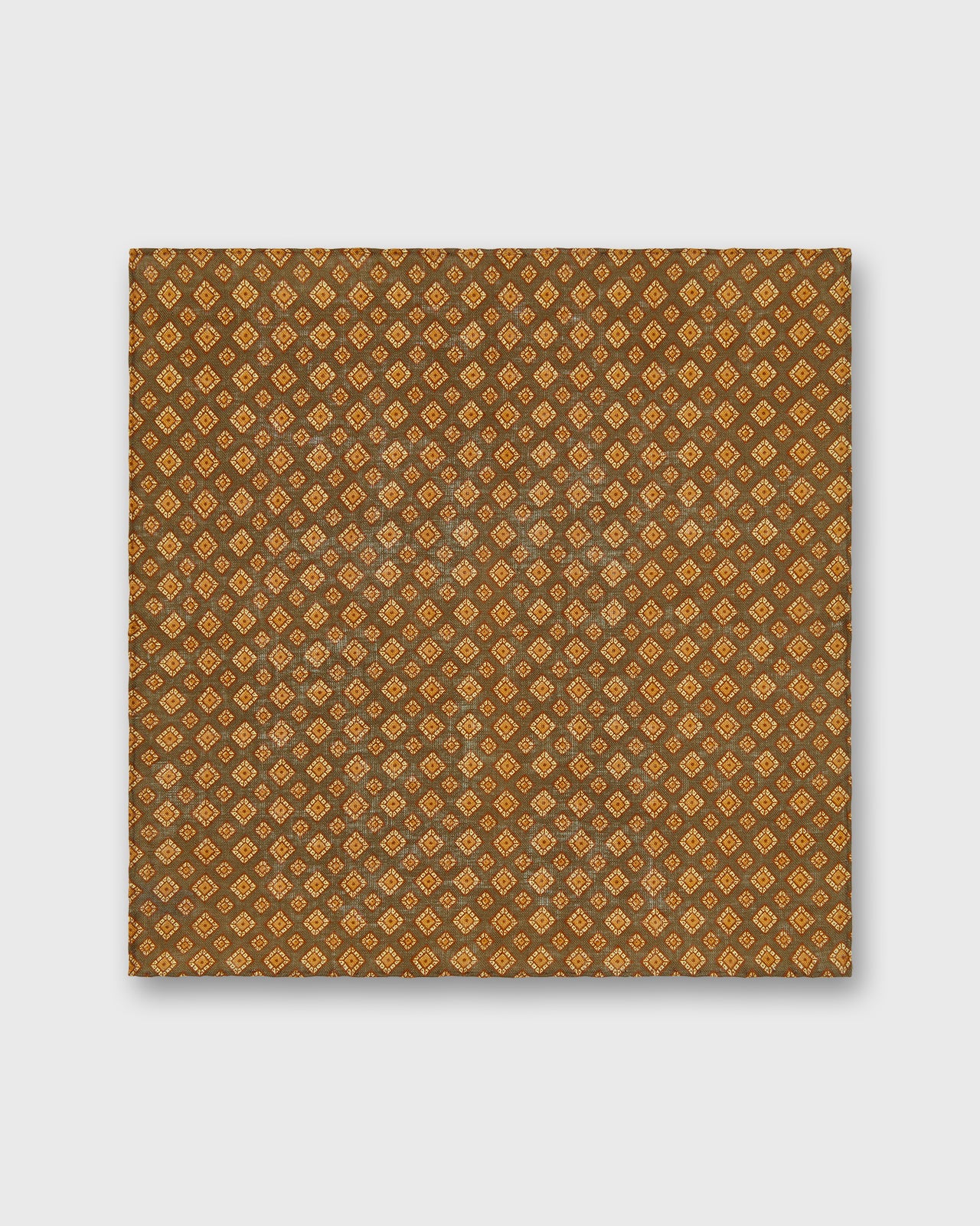 Linen Pocket Square in Brown/Orange Medallion