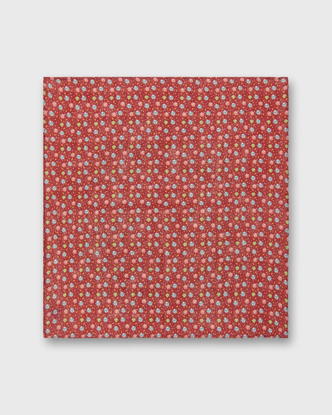 Linen Pocket Square in Red/Sky Floral