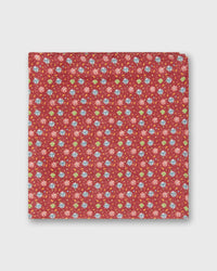 Linen Pocket Square in Red/Sky Floral