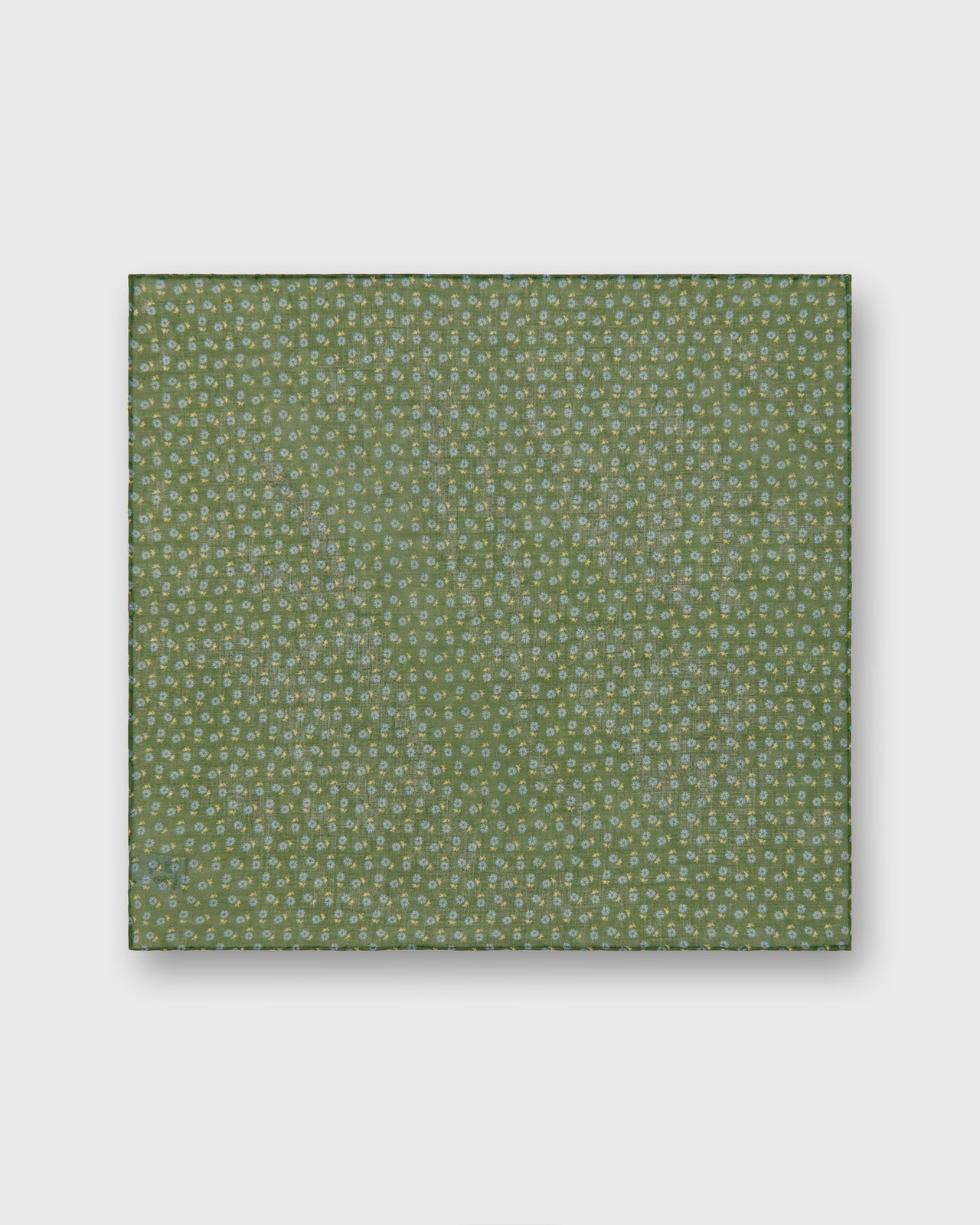 Cotton Pocket Square in Green/Aegean Floral